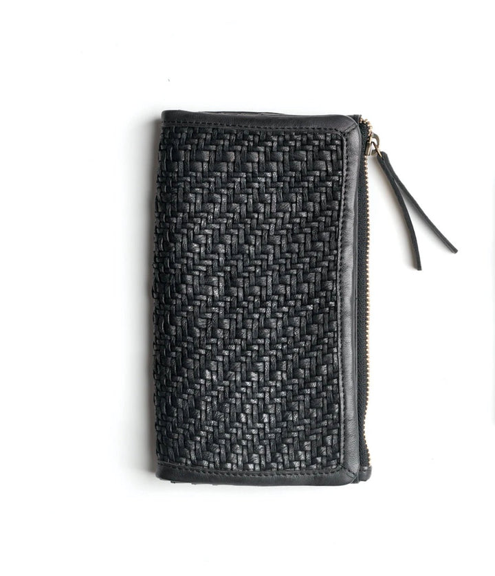 Hut Large Weave Wallet Black Purse JuJu