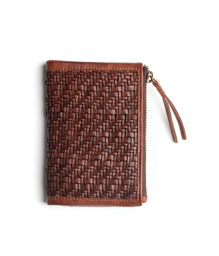 Hut Small Weave Wallet Cognac Purse JuJu