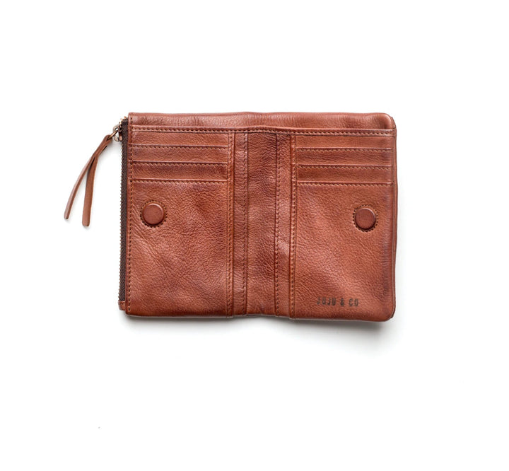 Hut Small Weave Wallet Cognac Purse JuJu