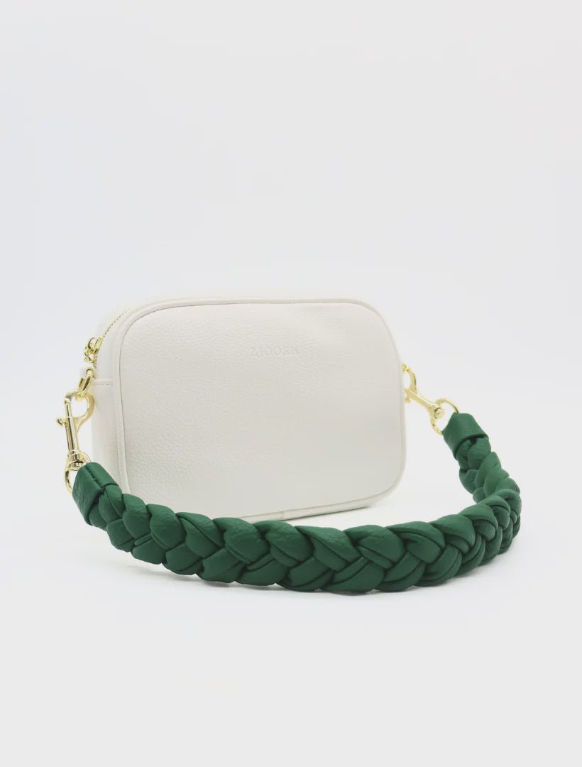 Jacie Plaited Bag Strap-Green bag straps zjoosh