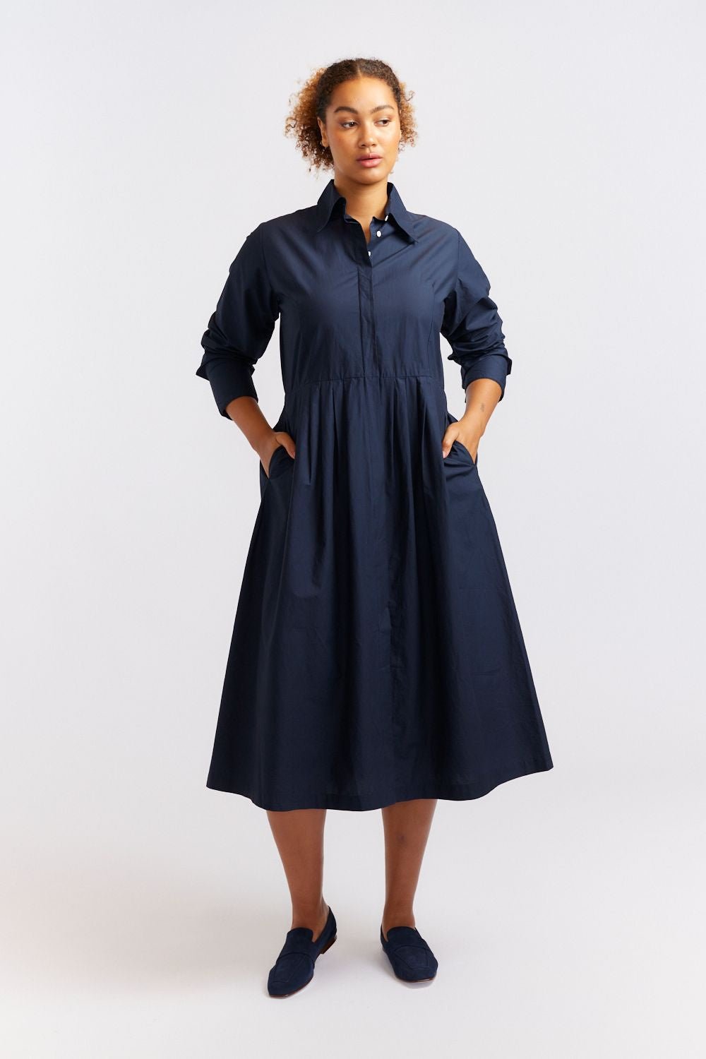 Juniper Dress - Navy Poplin Dresses Alessandra