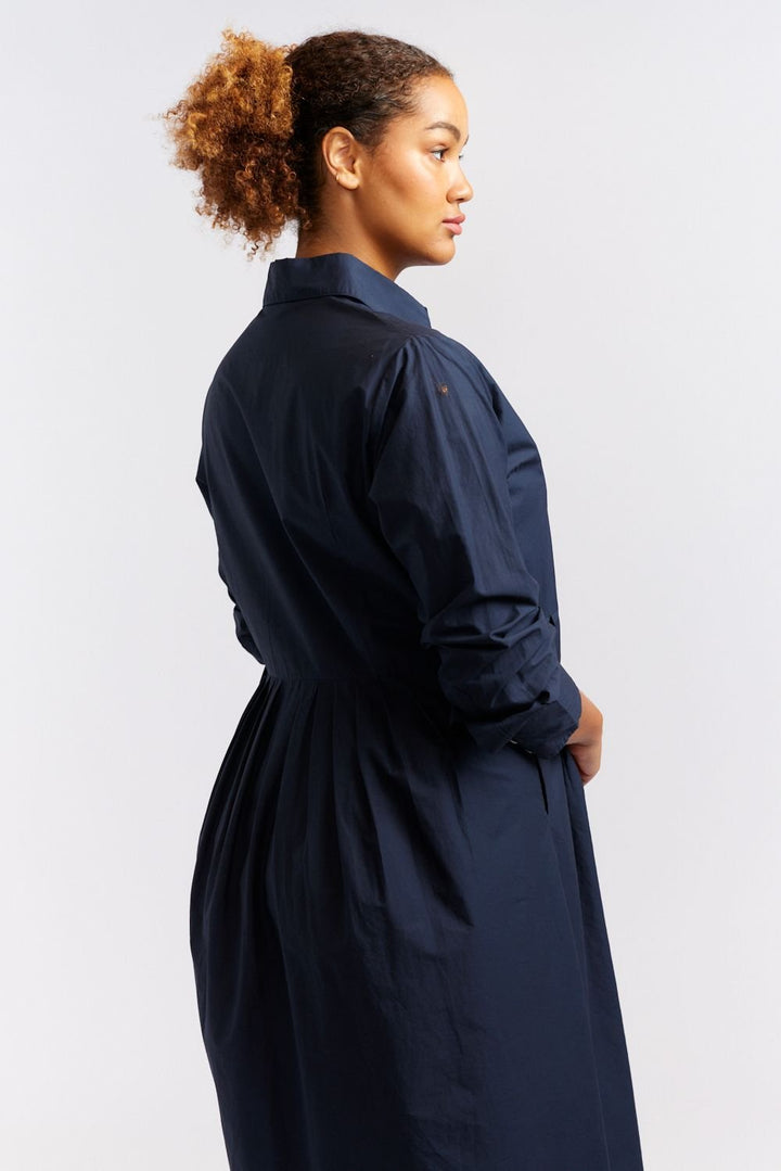 Juniper Dress - Navy Poplin Dresses Alessandra