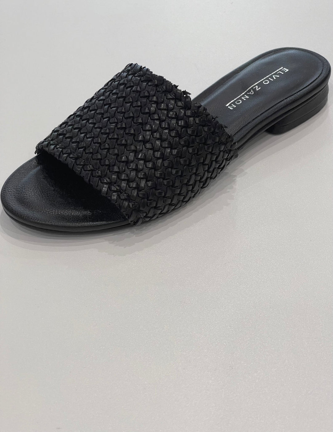 Leather Intreccio Black Slides EN2111XN NERO *SALE Last Ones* Shoes Elvio Zanon