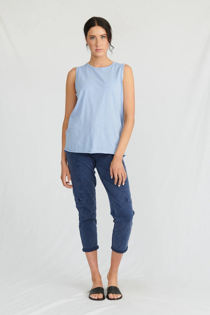 Lulu Venice Beach Tank Tee Shirts Lu Lu XS Robot Blue