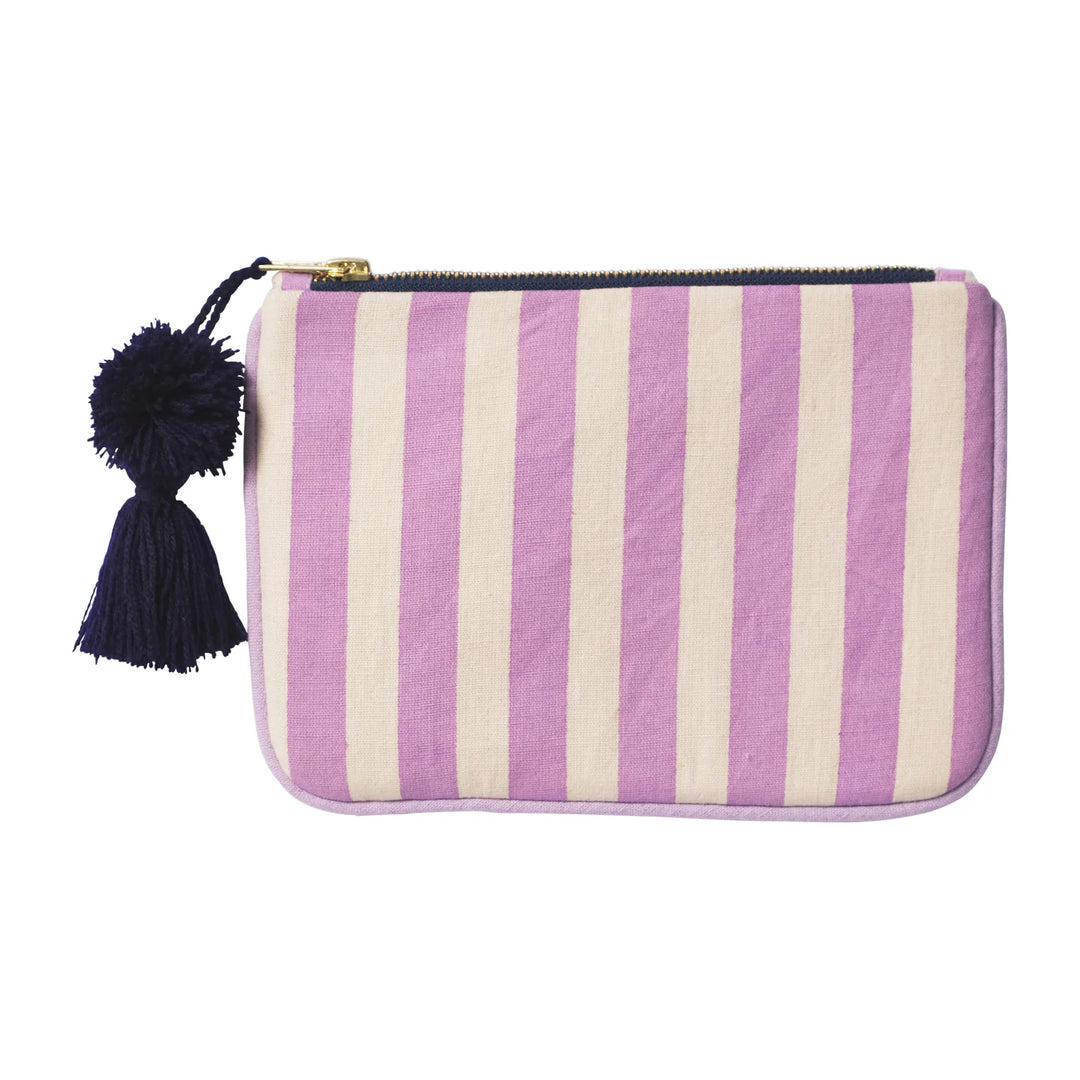 Sage & Clare Amara Pouch - Pink Stripe Cosmetic & Toiletry Bags Sage & Clare   