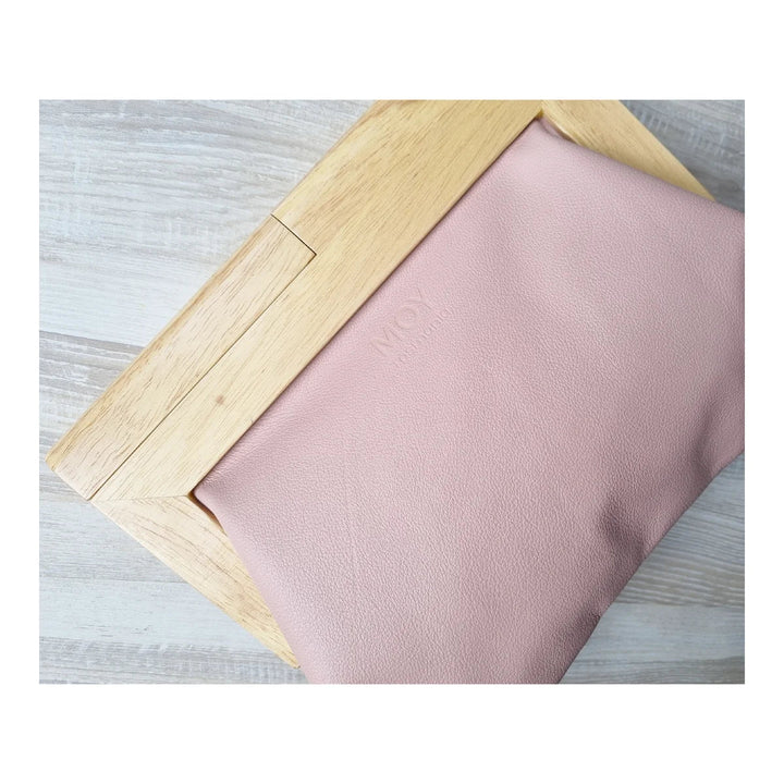 Moy Leather/Timber Clutch Blush Bags Moy Tasmania