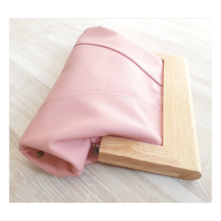 Moy Leather/Timber Clutch Blush Bags Moy Tasmania