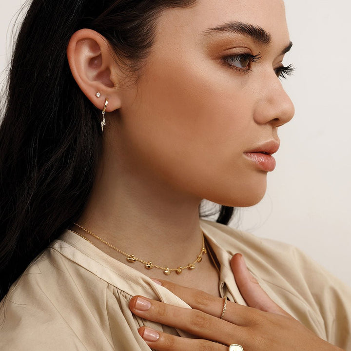 Murkani Huggies 11mm Earrings - Lightening Bolt Gold Earrings Murkani Jewellery