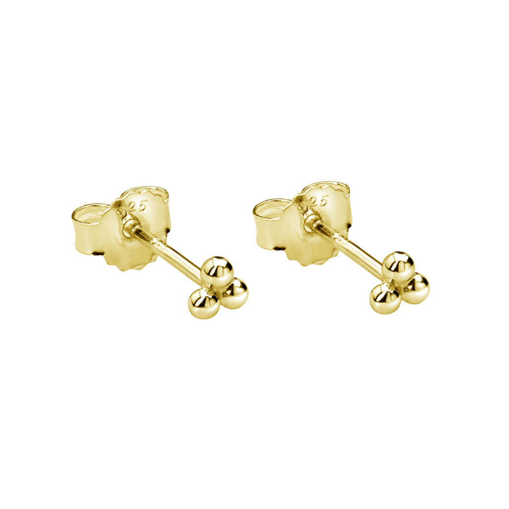 Murkani Trinity Ball Stud - 18Kt Yellow Gold Plate Earrings Murkani Jewellery