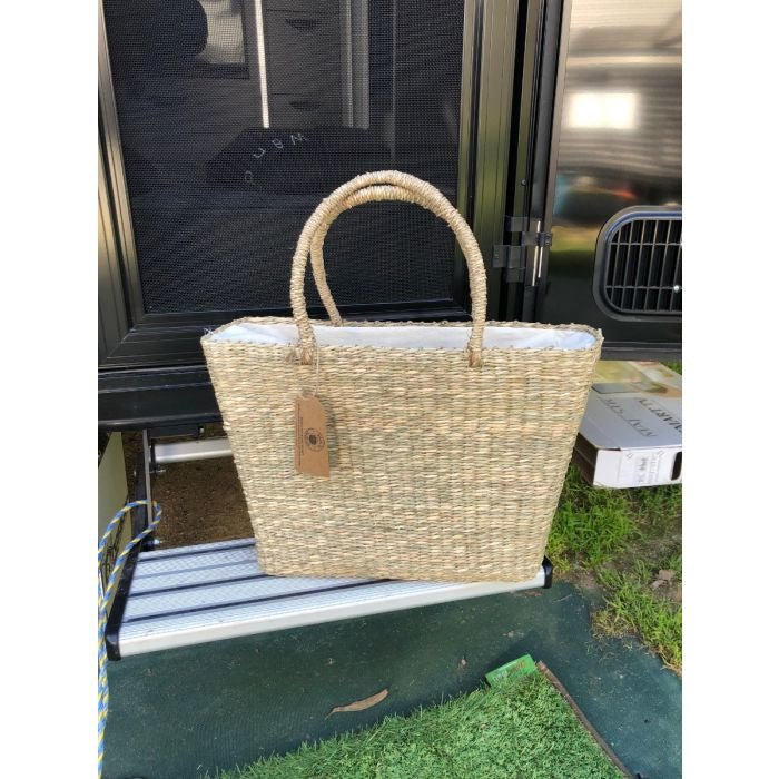 Natural Seagrass Rectangle basket with lining basket Back to Baskets