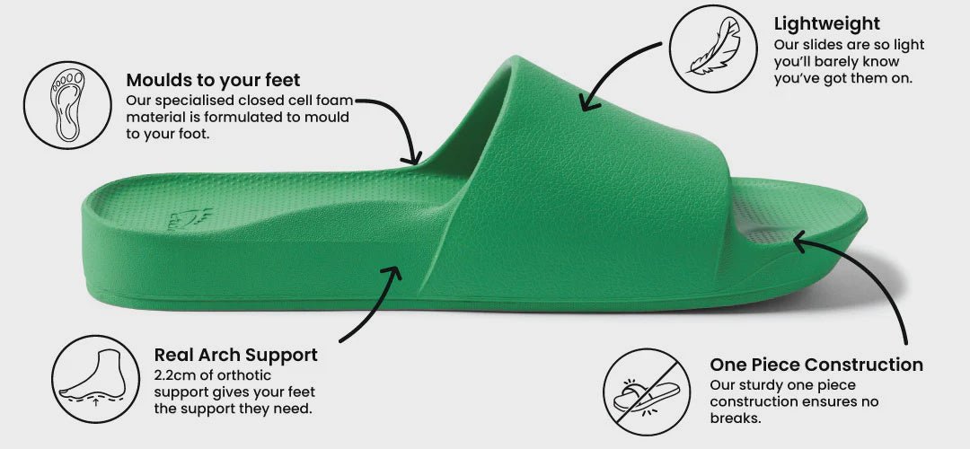 NEW Limited Edition Archies Support Slides - Kelly Green Shoes Archies