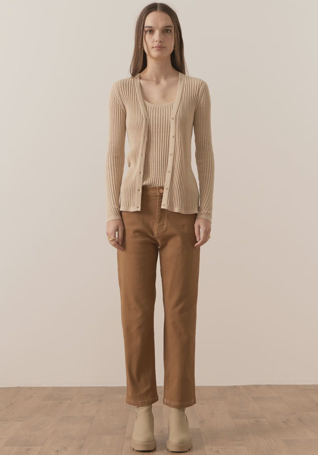 Nucleus Pointelle Tank - Pebble knits POL