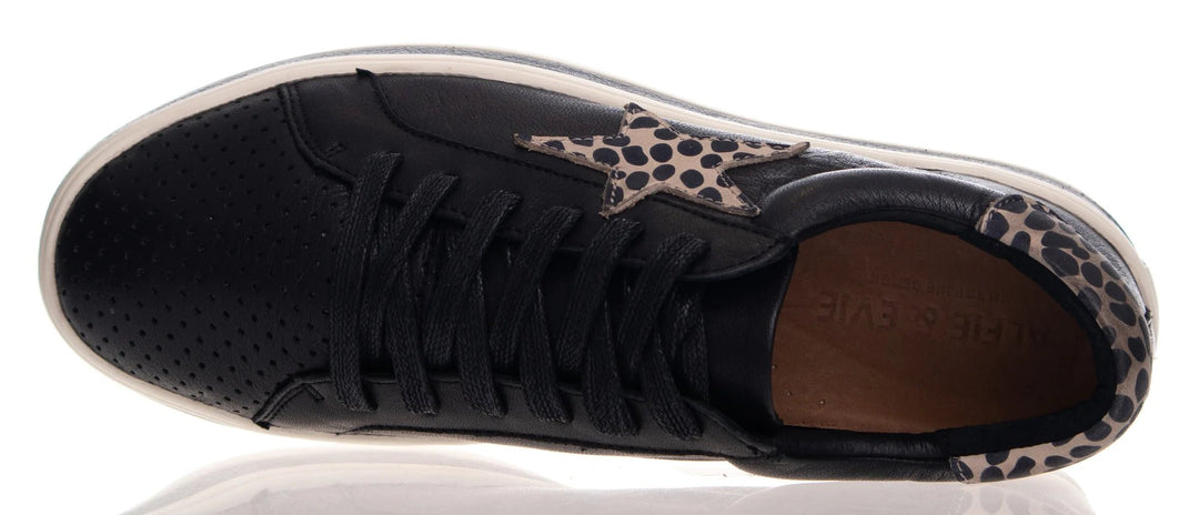 Pixie Sneaker Black/Brown Animal Leather Shoes Alfie & Evie