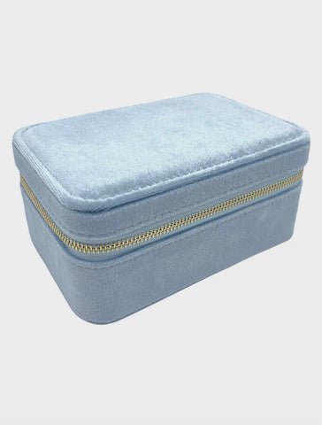 Rectangle Velvet Jewellery Case - Blue Accessories zjoosh