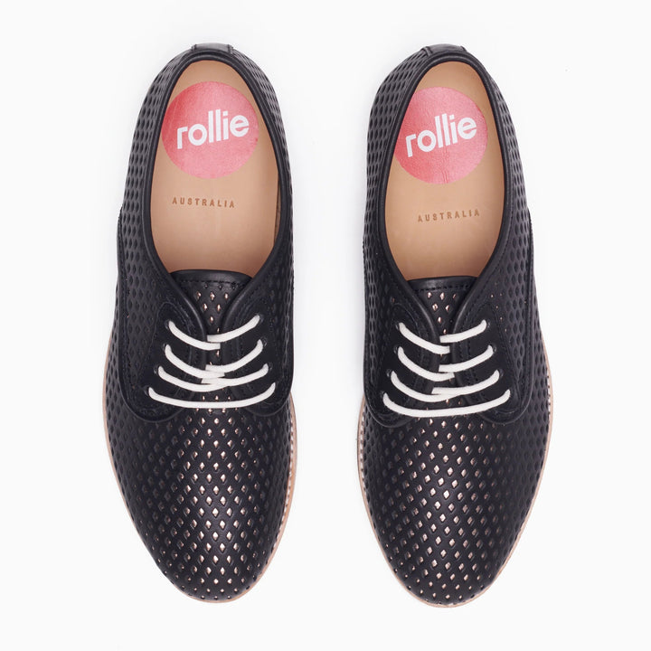 Rollie Derby Overlay Black / Rose Gold Shoes Rollie