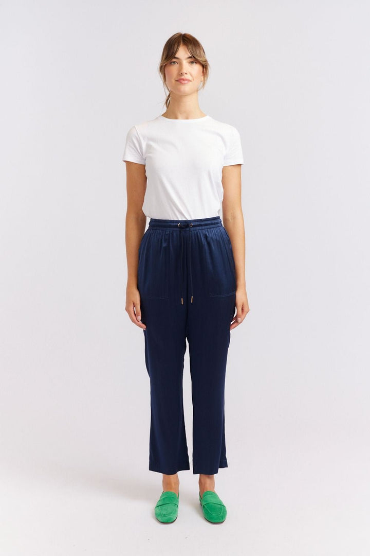 Savannah Silk Pant - Navy Pants Alessandra