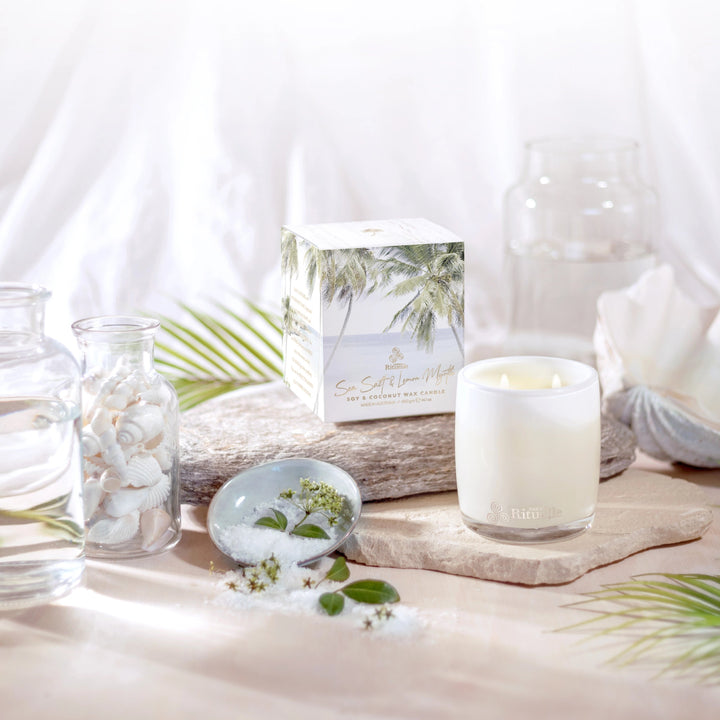 Scented Soy Candle - Summer Holiday Sea Salt & Lemon Myrtle 400gm Candles Urban Rituelle
