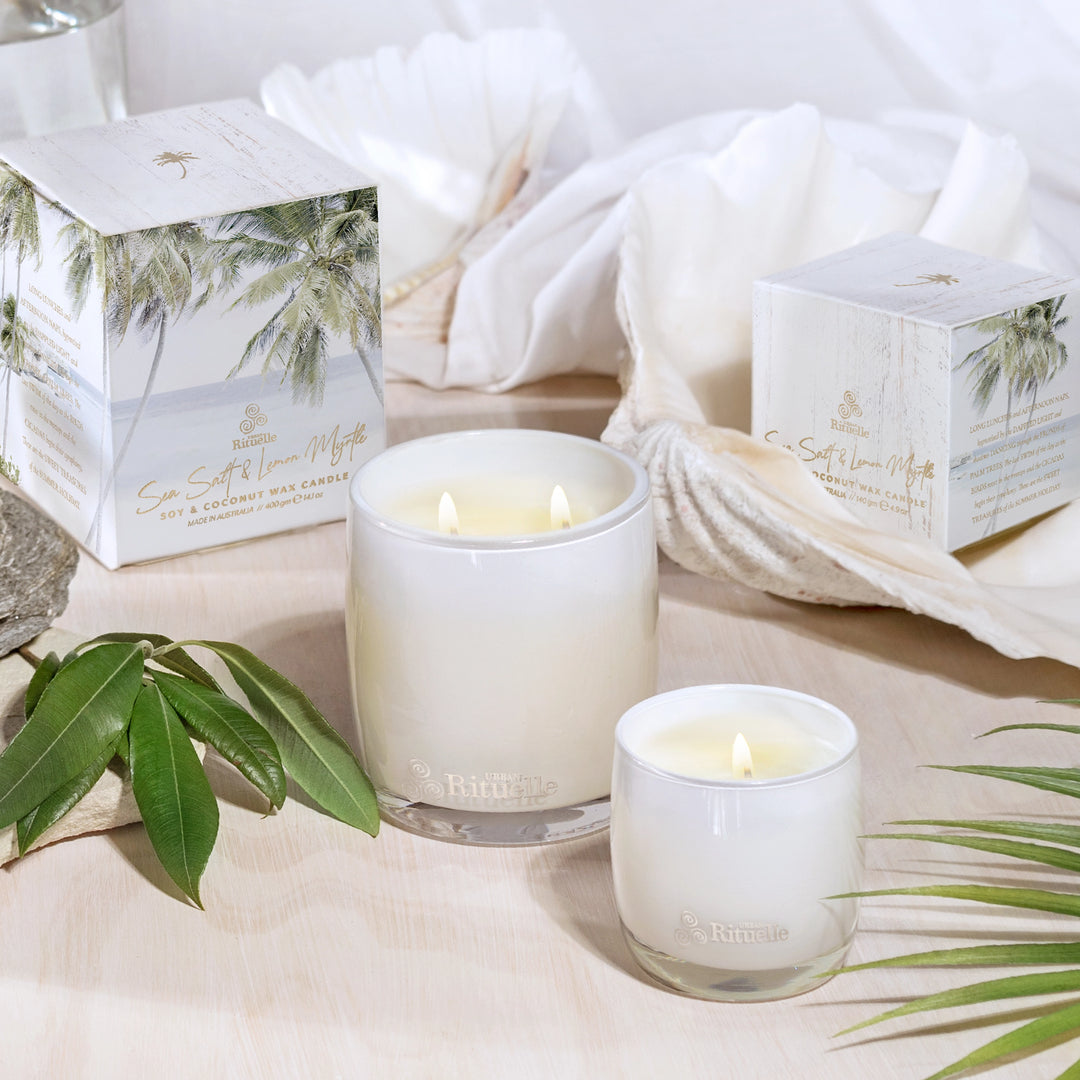 Scented Soy Candle - Summer Holiday Sea Salt & Lemon Myrtle Candles Urban Rituelle   
