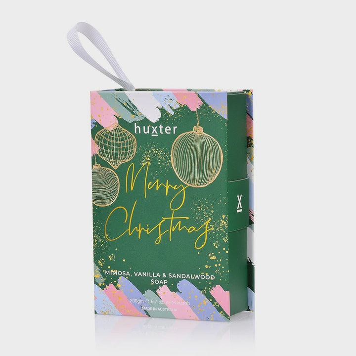 Soap Book Hanging - green with Pastels Xmas Baubles soap HUXTER