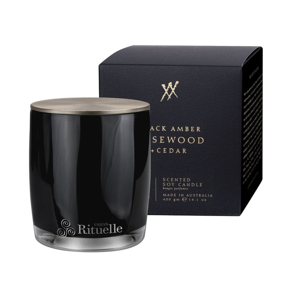 Soy Candles - Black Amber, Rosewood and Cedar 400gm Candles Urban Rituelle