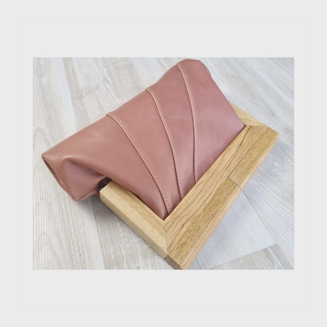 Moy Leather Timber Clutch - Rose Bags Moy Tasmania   
