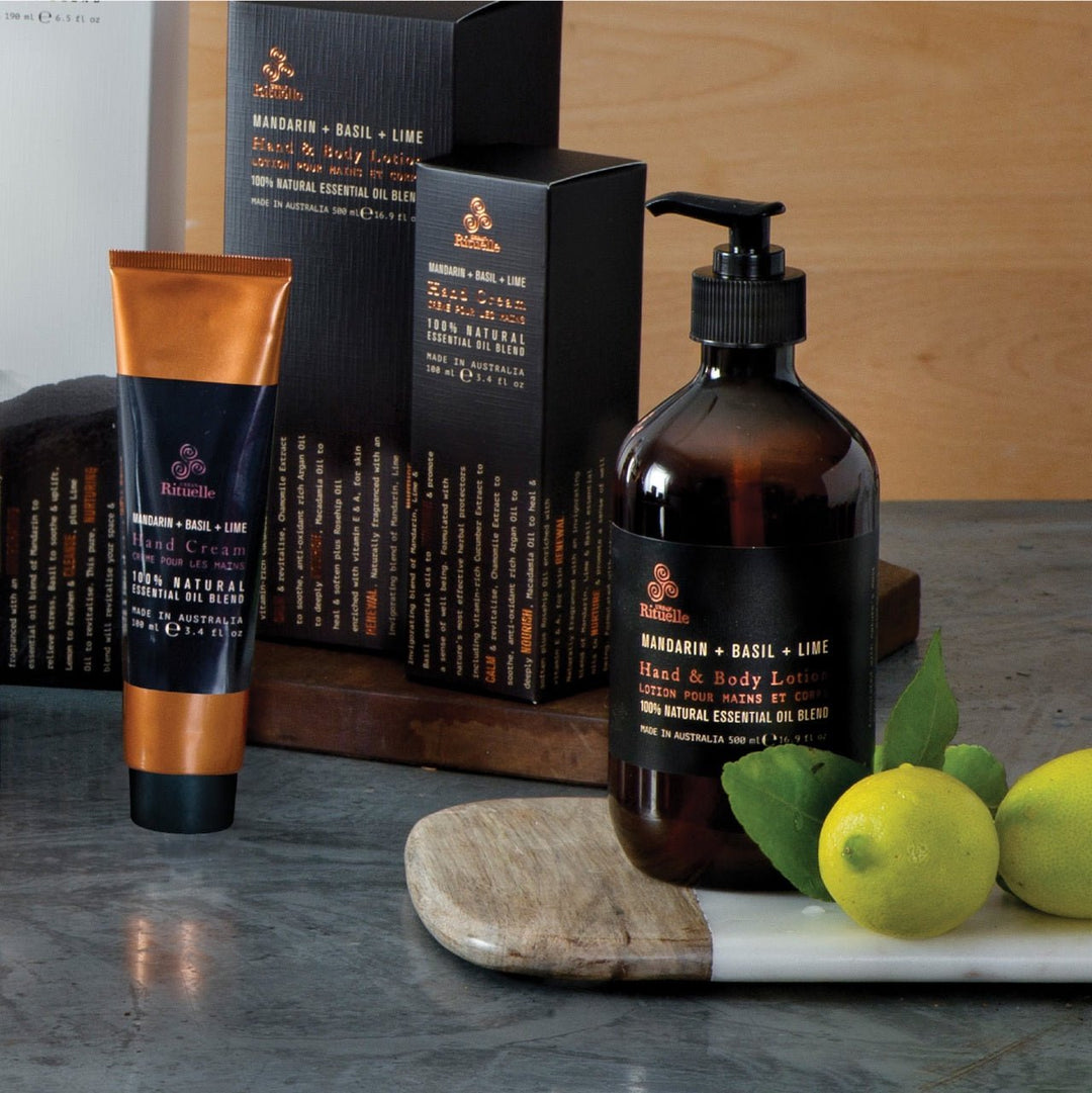 Urban Rituelle EQ 500m Hand and Body Lotion - Mandarin Basil and Lime Candles Urban Rituelle
