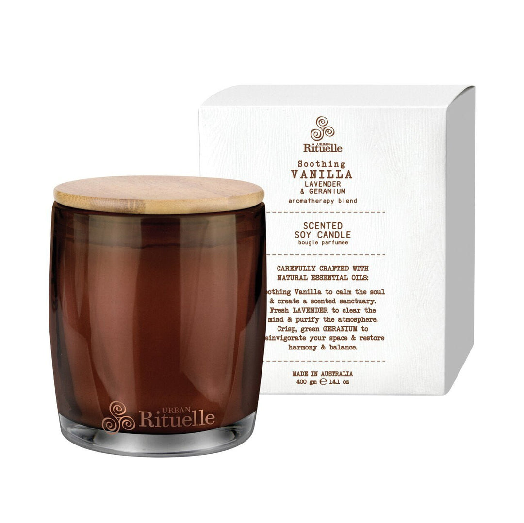 Vanilla, Lavender & Geranium Scented Soy Candle | 400gm Candles Urban Rituelle