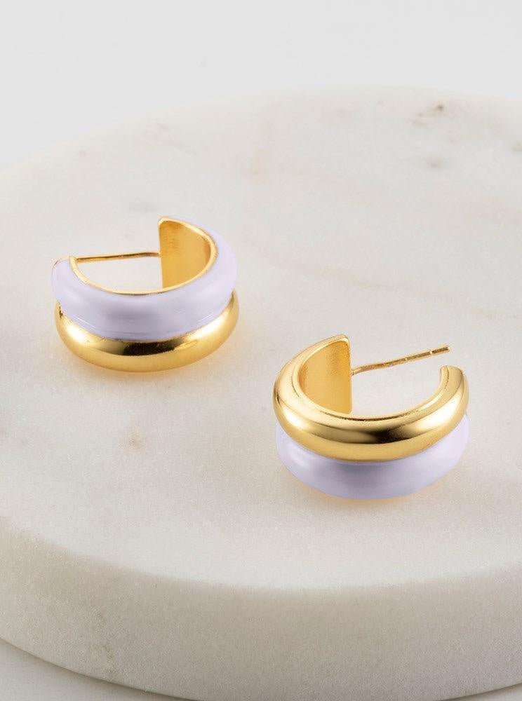 vic hoop earing gold and violet earings Zafino Jewellery