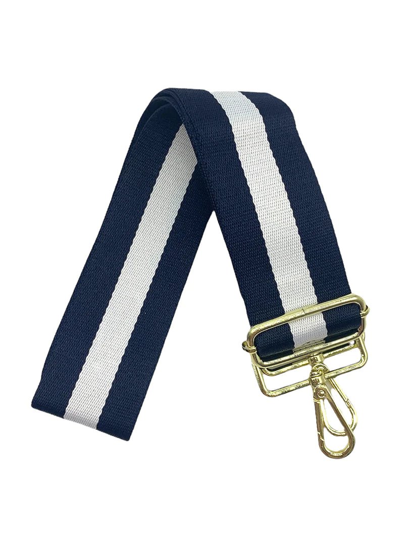 Webbing Bag Strap - Navy / White Handbags zjoosh