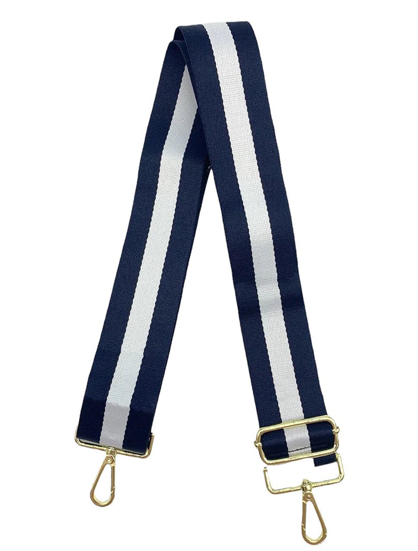 Webbing Bag Strap - Navy / White Handbags zjoosh