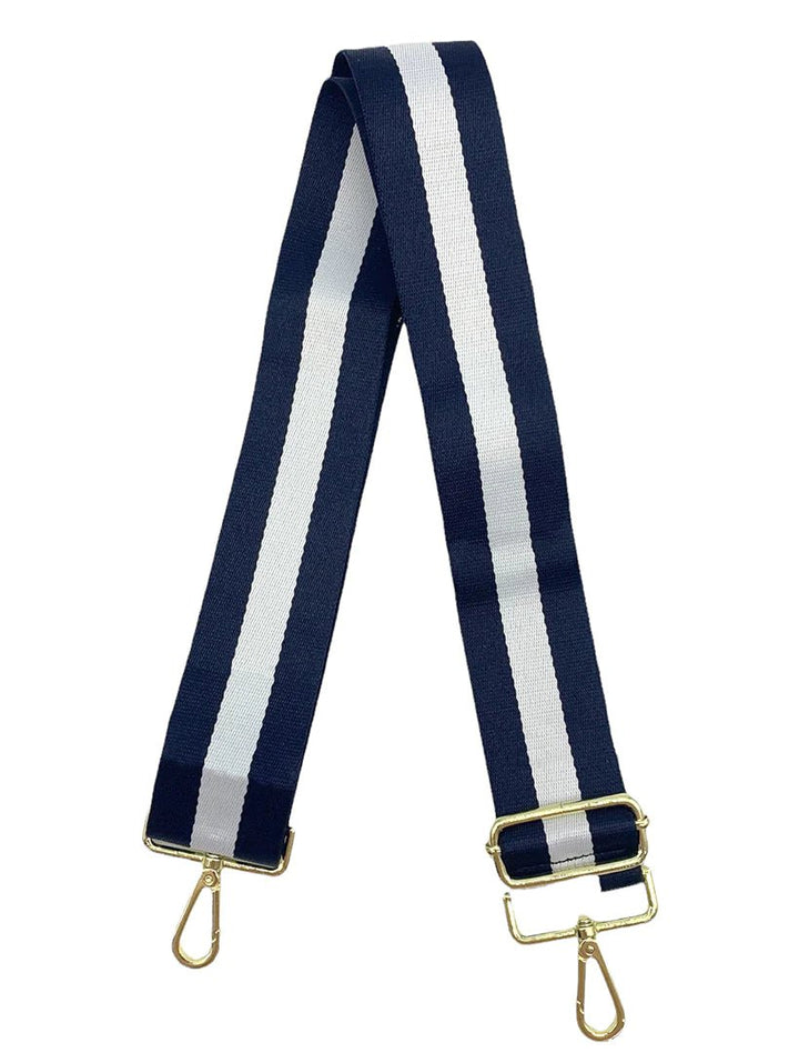 Webbing Bag Strap - Navy / White Handbags zjoosh